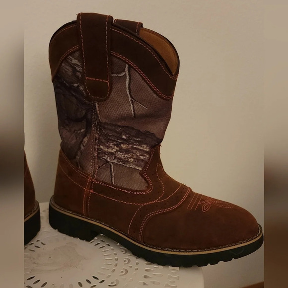 Buckaroo Youth Camo Pink Pull On Boots Size 5 - Picture 5 of 13